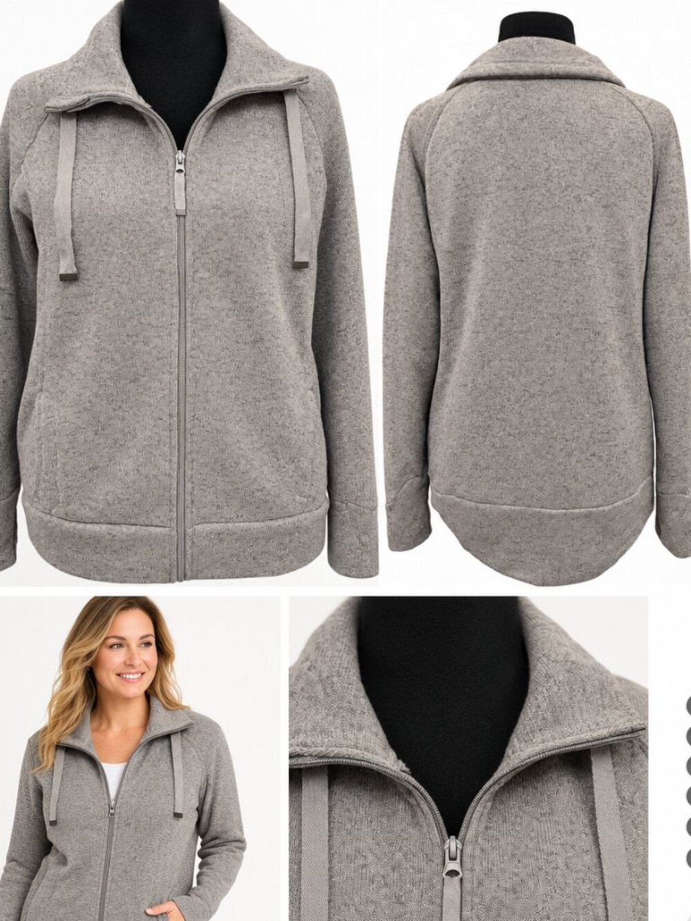 Danskin Now Women’s XL 16-18 Taupe Full Zip Hooded Jacket Activewear Long Sleeve
